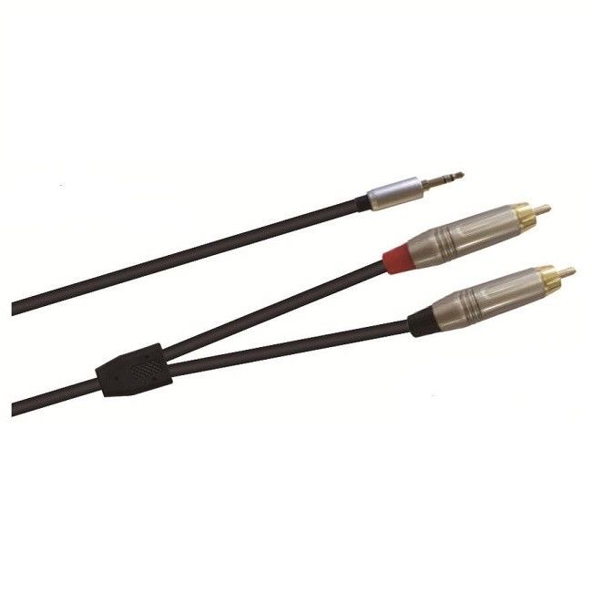 3.5mm macho para duplo RCA macho Y cabo de áudio preto vários comprimentos de cabo