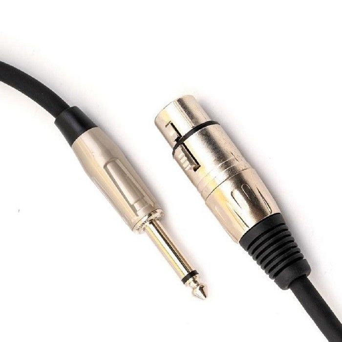 XLR Feminino a 1/4 de polegada 6.35mm TS Microfone Cable Micro Cordão Preto XLR Cable 10 ft